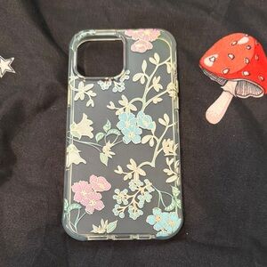 Floral Pattern Phone Case - Clear with Multicolor Design
